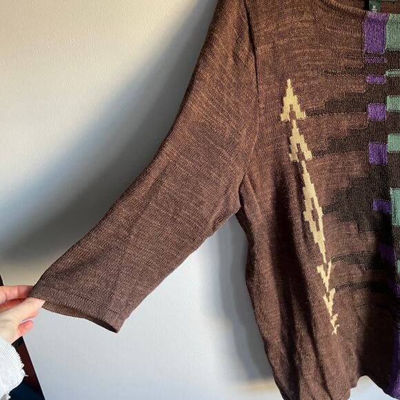 Ralph Lauren Vintage Brown Boho Aztec Inspired Southwest Sweater size 2X - Picture 4 of 8